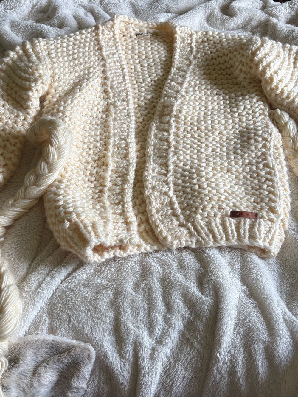 Chunky Open-Front Cardigan Sweater - Cream - Picture 1 of 3